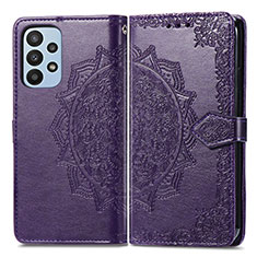 Funda de Cuero Cartera con Soporte Patron de Moda Carcasa para Samsung Galaxy A23 5G Morado