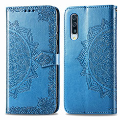 Funda de Cuero Cartera con Soporte Patron de Moda Carcasa para Samsung Galaxy A30S Azul