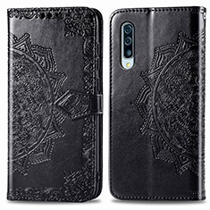 Funda de Cuero Cartera con Soporte Patron de Moda Carcasa para Samsung Galaxy A30S Negro