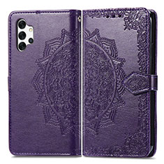 Funda de Cuero Cartera con Soporte Patron de Moda Carcasa para Samsung Galaxy A32 4G Morado