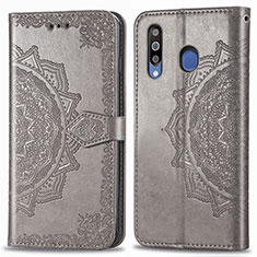 Funda de Cuero Cartera con Soporte Patron de Moda Carcasa para Samsung Galaxy A40s Gris