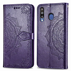 Funda de Cuero Cartera con Soporte Patron de Moda Carcasa para Samsung Galaxy A40s Morado