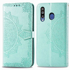 Funda de Cuero Cartera con Soporte Patron de Moda Carcasa para Samsung Galaxy A40s Verde