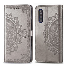 Funda de Cuero Cartera con Soporte Patron de Moda Carcasa para Samsung Galaxy A41 SC-41A Gris