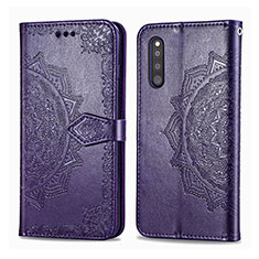 Funda de Cuero Cartera con Soporte Patron de Moda Carcasa para Samsung Galaxy A41 SC-41A Morado