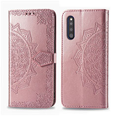 Funda de Cuero Cartera con Soporte Patron de Moda Carcasa para Samsung Galaxy A41 SC-41A Oro Rosa