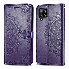 Funda de Cuero Cartera con Soporte Patron de Moda Carcasa para Samsung Galaxy A42 5G Morado