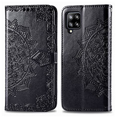 Funda de Cuero Cartera con Soporte Patron de Moda Carcasa para Samsung Galaxy A42 5G Negro