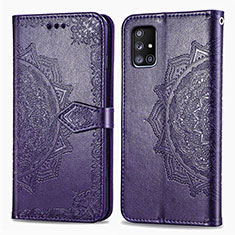 Funda de Cuero Cartera con Soporte Patron de Moda Carcasa para Samsung Galaxy A51 4G Morado