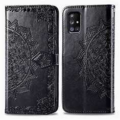 Funda de Cuero Cartera con Soporte Patron de Moda Carcasa para Samsung Galaxy A51 4G Negro