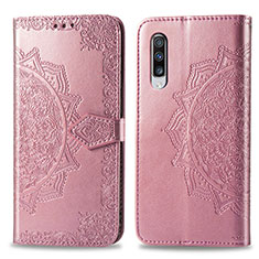 Funda de Cuero Cartera con Soporte Patron de Moda Carcasa para Samsung Galaxy A70 Oro Rosa