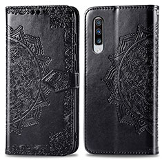 Funda de Cuero Cartera con Soporte Patron de Moda Carcasa para Samsung Galaxy A70S Negro