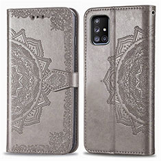 Funda de Cuero Cartera con Soporte Patron de Moda Carcasa para Samsung Galaxy A71 4G A715 Gris