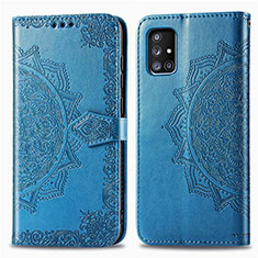 Funda de Cuero Cartera con Soporte Patron de Moda Carcasa para Samsung Galaxy A71 5G Azul