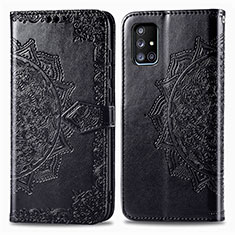 Funda de Cuero Cartera con Soporte Patron de Moda Carcasa para Samsung Galaxy A71 5G Negro