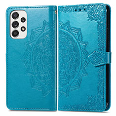 Funda de Cuero Cartera con Soporte Patron de Moda Carcasa para Samsung Galaxy A73 5G Azul