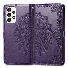 Funda de Cuero Cartera con Soporte Patron de Moda Carcasa para Samsung Galaxy A73 5G Morado