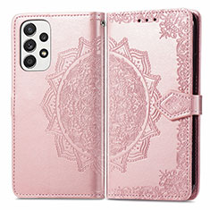 Funda de Cuero Cartera con Soporte Patron de Moda Carcasa para Samsung Galaxy A73 5G Oro Rosa