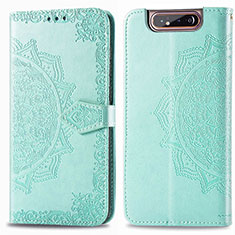 Funda de Cuero Cartera con Soporte Patron de Moda Carcasa para Samsung Galaxy A80 Verde