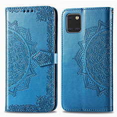 Funda de Cuero Cartera con Soporte Patron de Moda Carcasa para Samsung Galaxy A81 Azul
