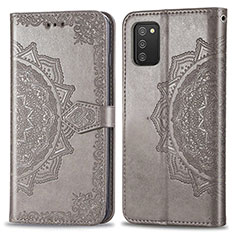 Funda de Cuero Cartera con Soporte Patron de Moda Carcasa para Samsung Galaxy F02S SM-E025F Gris