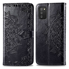 Funda de Cuero Cartera con Soporte Patron de Moda Carcasa para Samsung Galaxy F02S SM-E025F Negro