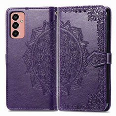 Funda de Cuero Cartera con Soporte Patron de Moda Carcasa para Samsung Galaxy F13 4G Morado