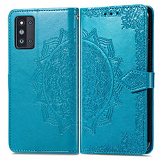 Funda de Cuero Cartera con Soporte Patron de Moda Carcasa para Samsung Galaxy F52 5G Azul