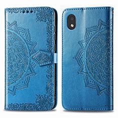 Funda de Cuero Cartera con Soporte Patron de Moda Carcasa para Samsung Galaxy M01 Core Azul