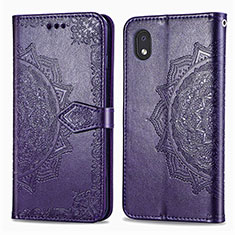 Funda de Cuero Cartera con Soporte Patron de Moda Carcasa para Samsung Galaxy M01 Core Morado