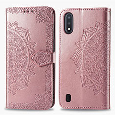 Funda de Cuero Cartera con Soporte Patron de Moda Carcasa para Samsung Galaxy M01 Oro Rosa