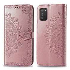 Funda de Cuero Cartera con Soporte Patron de Moda Carcasa para Samsung Galaxy M02s Oro Rosa