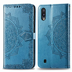 Funda de Cuero Cartera con Soporte Patron de Moda Carcasa para Samsung Galaxy M10 Azul