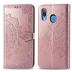 Funda de Cuero Cartera con Soporte Patron de Moda Carcasa para Samsung Galaxy M10S Oro Rosa