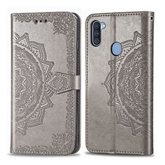 Funda de Cuero Cartera con Soporte Patron de Moda Carcasa para Samsung Galaxy M11 Gris