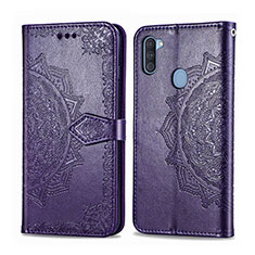 Funda de Cuero Cartera con Soporte Patron de Moda Carcasa para Samsung Galaxy M11 Morado