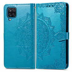 Funda de Cuero Cartera con Soporte Patron de Moda Carcasa para Samsung Galaxy M12 Azul