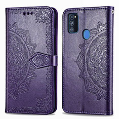 Funda de Cuero Cartera con Soporte Patron de Moda Carcasa para Samsung Galaxy M30s Morado