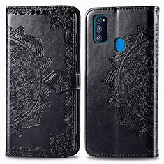 Funda de Cuero Cartera con Soporte Patron de Moda Carcasa para Samsung Galaxy M30s Negro