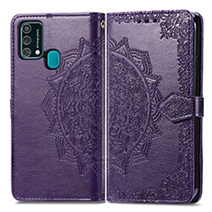 Funda de Cuero Cartera con Soporte Patron de Moda Carcasa para Samsung Galaxy M31 Morado