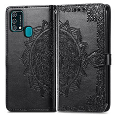 Funda de Cuero Cartera con Soporte Patron de Moda Carcasa para Samsung Galaxy M31 Prime Edition Negro