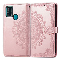 Funda de Cuero Cartera con Soporte Patron de Moda Carcasa para Samsung Galaxy M31 Prime Edition Oro Rosa