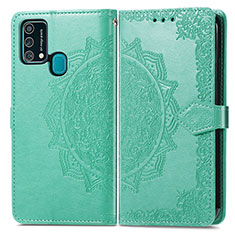 Funda de Cuero Cartera con Soporte Patron de Moda Carcasa para Samsung Galaxy M31 Prime Edition Verde