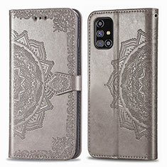 Funda de Cuero Cartera con Soporte Patron de Moda Carcasa para Samsung Galaxy M31s Gris