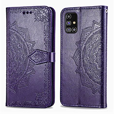 Funda de Cuero Cartera con Soporte Patron de Moda Carcasa para Samsung Galaxy M31s Morado