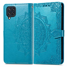 Funda de Cuero Cartera con Soporte Patron de Moda Carcasa para Samsung Galaxy M32 4G Azul