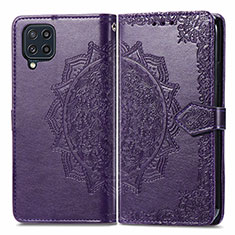 Funda de Cuero Cartera con Soporte Patron de Moda Carcasa para Samsung Galaxy M32 4G Morado