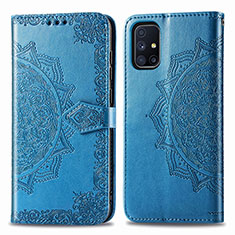 Funda de Cuero Cartera con Soporte Patron de Moda Carcasa para Samsung Galaxy M51 Azul