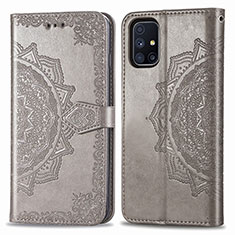 Funda de Cuero Cartera con Soporte Patron de Moda Carcasa para Samsung Galaxy M51 Gris