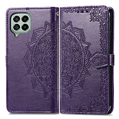 Funda de Cuero Cartera con Soporte Patron de Moda Carcasa para Samsung Galaxy M53 5G Morado